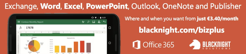 Office 365 / Blacknight 1/8th page banner graphic